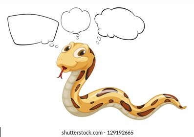 Illustration of a snake with empty bubble notes on a white background