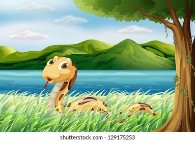 Ilustración de una serpiente en la hierba