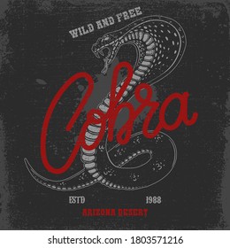 Illustration of snake head, cobra, python, viper in vintage monochrome style. Design element for poster, t shirt. Vector illustration