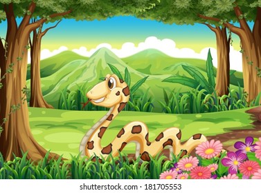 Illustration of a snake in the jungle