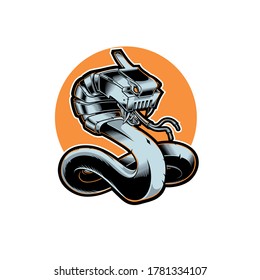 Illustration Snake Lan Internet mascot