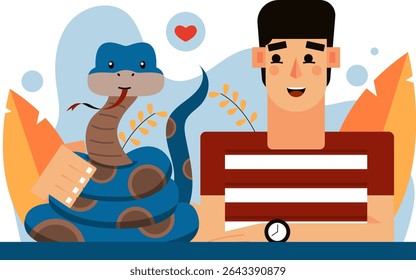 Illustration of snake loving society