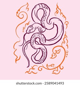 Illustration of a snake for new year vector for illustration, card, decoration