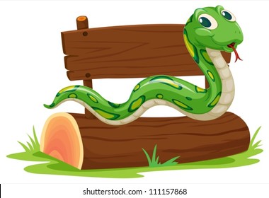 Illustration of a snake on a log