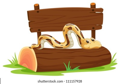 Illustration of a snake on a log