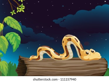 Illustration of a snake on a log