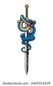 illustration of a snake on a sword