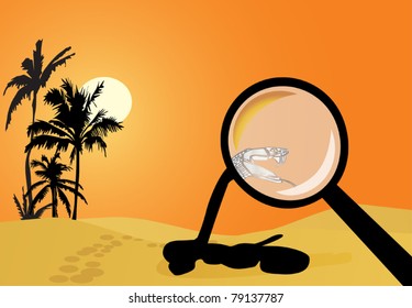 illustration with snake in sand desert