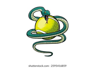illustration of snake with tennis ball