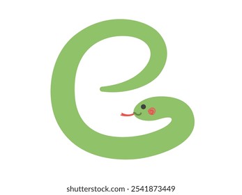 An illustration of a snake that has become the character for snake.