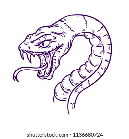 Illustration of a snake in a vector. Ideal for tattoos, printing. Used for printing, posters, T-shirts with textiles.