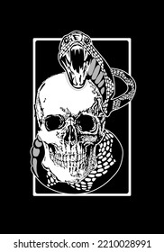 Illustration snake wrapped around skull