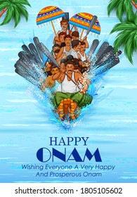 illustration of snakeboat race competition holiday background for Happy Onam festival of South India Kerala