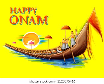 illustration of snakeboat race in Onam celebration background for Happy Onam festival of South India Kerala illustration of snakeboat race in Onam celebration background for Happy Onam festival of South India Kerala