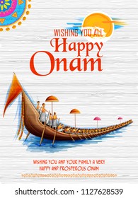 illustration of snakeboat race in Onam celebration background for Happy Onam festival of South India Kerala illustration of snakeboat race in Onam celebration background for Happy Onam festival of South India Kerala