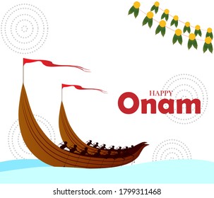 illustration of snakeboat race in Onam celebration background for Happy Onam festival of South India Kerala