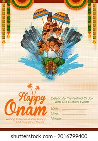 illustration of snakeboat race in Onam celebration background for Happy Onam festival of South India Kerala