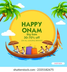 illustration of snakeboat race in Onam celebration background for Happy Onam festival of South India Kerala