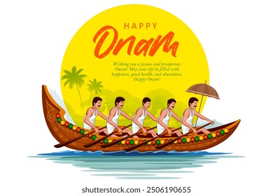 Illustration von Snakeboat Rennen in Onam Feier Hintergrund für Happy Onam Festival von Südindien Kerala