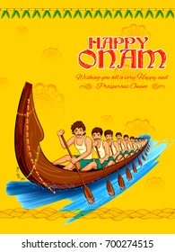 illustration of snakeboat race in Onam celebration background for Happy Onam festival of South India Kerala