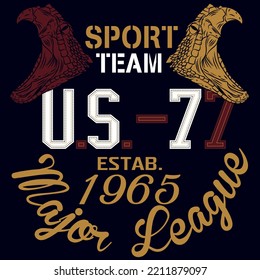 Illustration snakes with text Sport Team Mayor League college varsity design.