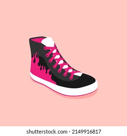 Illustration of a sneaker with flames.