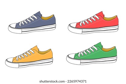 illustration of sneaker shoes in 4 different colors