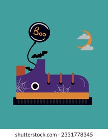  Illustration Sneakers with Balloons,Bat, Web
