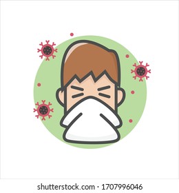 Illustration If Sneezing Always Keep Your Mouth Shut So It Is Not Contagious