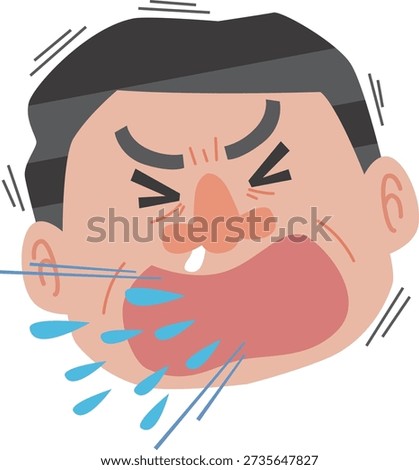 Illustration of a sneezing man's face