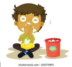 ilustración de un niño asqueroso sobre un fondo blanco