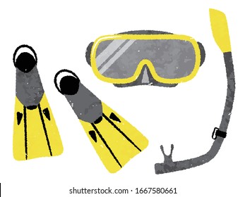 illustration of snorkeling set with texture