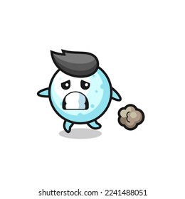 illustration of the snow ball running in fear , cute style design for t shirt, sticker, logo element