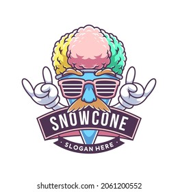 illustration of snow cone character with rock hands pose