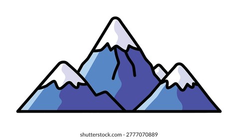 Illustration of snow covered mountain peaks