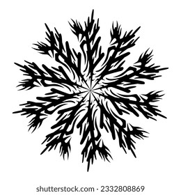 Illustration of snow crystal shape design. Perfect for winter-themed logos, icons, stickers, website elements. 