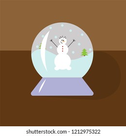 Illustration of a snow globe with a snowman