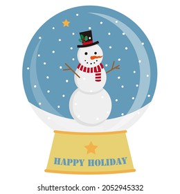 It is an illustration of a snow globe of a snowman wearing a top hat.Easy-to-use vector material.