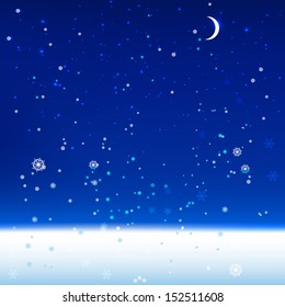 The illustration of snow landscape Background. Vector image. 