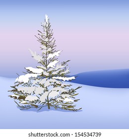 The illustration of snow landscape Background. Vector image. 