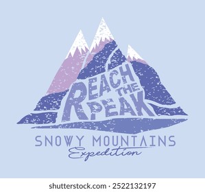 Illustration of snow mountains styled in graphic style.