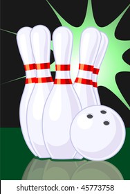 Illustration of snow pins with bowling	