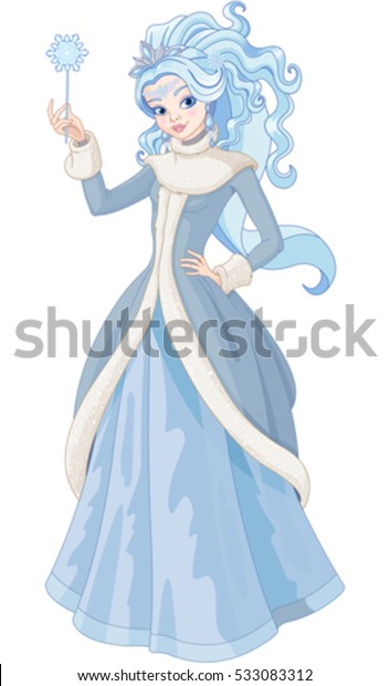 魔法の杖を持つ雪の女王のイラスト のベクター画像素材 ロイヤリティフリー