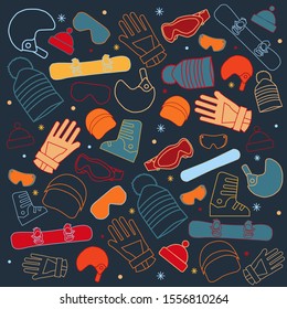 Illustration of a snowboard. Lettering. Vector. For logo, printing, Souvenirs, for gift, print.