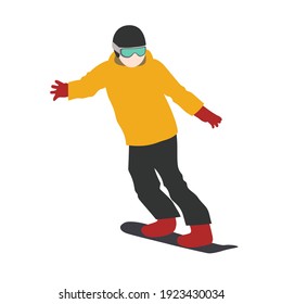 Illustration of snowboarder (white background, vector, cut out)