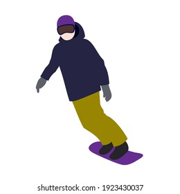 Illustration of snowboarder (white background, vector, cut out)