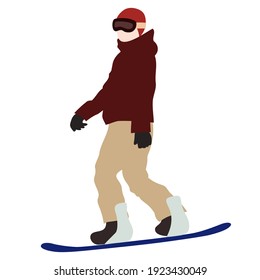 Illustration of snowboarder (white background, vector, cut out)