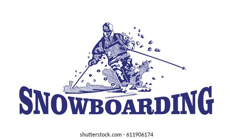 Illustration Snowboarding Logo Design