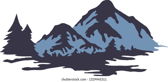 illustration of snow-capped mountains