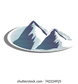 Illustration snow-capped mountains.